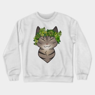 Green Flower Crown Kitty Crewneck Sweatshirt